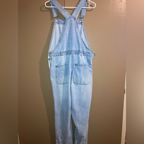 Distressed Girlfriend Denim Overalls size LARGE - Picture 4 of 7